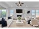 Well-lit living room with white sofas and a modern aesthetic at 660 Otter Brook St, Henderson, NV 89011
