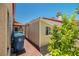 Outdoor shed with wooden deck and desert landscaping at 6746 Shelter Ln, Las Vegas, NV 89103