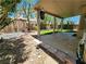Covered patio area with green artificial grass in the backyard at 9052 Pine Mission Ave, Las Vegas, NV 89143