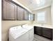 Convenient laundry room with modern washer, dryer, cabinets, and countertop at 907 Gallery Course Dr, Las Vegas, NV 89148