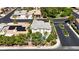 Aerial view of an elegant home with a pool, solar panels, and mature landscaping at 9155 Harvest Homes St, Las Vegas, NV 89123