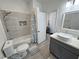 Bathroom with updated fixtures, and tub with shower at 2530 Commercial Dr, Pahrump, NV 89048