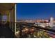 Balcony shows expansive city skyline view at nighttime at 4381 W Flamingo Rd # 2902, Las Vegas, NV 89103