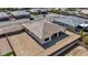 Backyard aerial view showcasing the roof, with a covered patio at 5851 Slate Rock Ct, Las Vegas, NV 89149