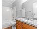 Bathroom featuring a tub/shower combination and granite countertop vanity at 5861 Medallion Dr # 202, Las Vegas, NV 89122