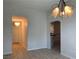 Cozy dining room featuring chandelier lighting and architectural features at 6704 Lost River Ct, Las Vegas, NV 89108