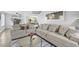 Open concept living room featuring neutral tones, plush seating, and a view of the kitchen at 7100 Pirates Cove Rd # 2076, Las Vegas, NV 89145