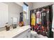 Bathroom with basketball theme shower curtain at 8575 Nicholas James Ave, Las Vegas, NV 89143