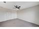 This bedroom offers neutral paint, carpet flooring and ceiling fan at , Henderson, NV 89015