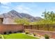Landscaped backyard featuring artificial grass and beautiful mountain views at 10890 Red Yucca Dr, Las Vegas, NV 89138