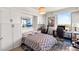 Bright bedroom featuring custom built-ins, a hide-away bed and large window with a city view at 222 Karen Ave # 3305, Las Vegas, NV 89109