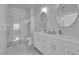 Luxurious bathroom featuring a seamless glass shower and double vanity at 2305 W Horizon Ridge Pkwy # 611, Henderson, NV 89052