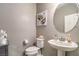 Half bathroom with modern sink and decorations at 2787 Donatello Manor Pl, Henderson, NV 89044