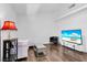 Living room featuring a modern interior and sleek hardwood flooring at 2851 S Valley View Blvd # 1120, Las Vegas, NV 89102