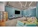 Unique living room boasting a blue statement wall and unconventional couch at 4525 Dean Martin Dr # 2503, Las Vegas, NV 89103