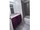 Bathroom with granite counters, vanity, and shower and tub combo at 5251 Indian River Dr # 271, Las Vegas, NV 89103