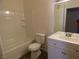A full bath features a shower-tub combo and a single sink vanity at 5751 E Hacienda Ave # 137, Las Vegas, NV 89122