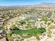 Wide aerial view showcasing the lush park and green spaces within the residential community at 10413 Marymont Pl, Las Vegas, NV 89134