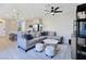 Bright living room with an open kitchen and views of the backyard through sliding glass doors at 11739 Emerald Lake Ave, Las Vegas, NV 89138