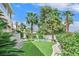 Backyard area with palm trees and view to inground pool at 3372 Westwind Rd, Las Vegas, NV 89146