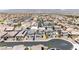 Aerial view showcasing the neighborhood featuring uniform, well-maintained properties at 438 Shimmering Sands Ave, North Las Vegas, NV 89031