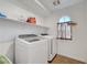 Bright laundry room with shelving and modern washer and dryer units at 4641 Therapeutic St, North Las Vegas, NV 89031
