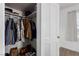 Open closet with clothing rack, shelves, and shoe storage at 531 New Mexico St, Boulder City, NV 89005