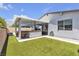 The backyard has artificial turf, a covered patio, and an outdoor kitchen at 5927 Villa Loma St, Las Vegas, NV 89148
