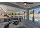 Relax under the covered patio by the pool, complete with a built-in kitchen and comfortable seating at 5927 Villa Loma St, Las Vegas, NV 89148