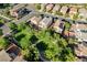 An aerial shot highlighting a green common area nestled among well-kept homes in a serene residential area at 1013 Brinkman St, Las Vegas, NV 89138