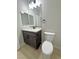 Bathroom featuring vanity with countertop sink and a modern white toilet at 1131 Lupin St, Pahrump, NV 89048