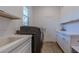 Well-lit laundry room with white cabinets, modern washer and dryer, and ample counter space at 2797 Turtle Head Peak Dr, Las Vegas, NV 89135