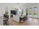 Bright living area offering hardwood floors, a large TV, and seamless access to the outdoors at 2797 Turtle Head Peak Dr, Las Vegas, NV 89135