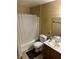 Bathroom featuring a vanity with sink and drawers, toilet, shower and tub at 3055 Key Largo Dr # 204, Las Vegas, NV 89120