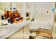 Bright bathroom featuring a walk-in shower, white vanity, and updated features at 3763 Sonrisa Vista Ave, Henderson, NV 89044