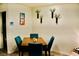 Cozy dining area features a modern table with blue chairs and stylish wall decor at 3763 Sonrisa Vista Ave, Henderson, NV 89044