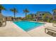 Community pool surrounded by lounge chairs and lush landscaping at 7533 Garnet Moon St, North Las Vegas, NV 89084