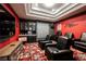 Home theater room features comfortable seating, custom ceiling, and unique cinema-themed decorations at 764 Ricota Ct, Henderson, NV 89012