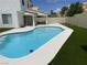 Refreshing pool with artificial turf surround, perfect for relaxation and outdoor enjoyment at 332 Dockside Ct, Las Vegas, NV 89145