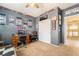 Bedroom with neutral carpet, gray paint and themed wall decorations and furniture at 532 Kavanagh Pl, Las Vegas, NV 89123