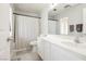 Bright bathroom featuring a shower-tub combo with modern single sink and hardware at 551 Swiss Cottage Ave, Las Vegas, NV 89178