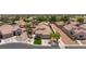 Aerial view of the home showing the roof, front yard, landscaping, and surrounding neighborhood at 7816 Glowing Peak St, Las Vegas, NV 89131