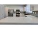 Contemporary kitchen featuring white cabinetry, stainless steel appliances, and a sleek countertop with gray backsplash at 1013 Corsica Ln, Las Vegas, NV 89144