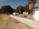 Large backyard featuring a mix of desert landscaping and mature trees, enclosed by a block wall at 192 W Alma Ave, Overton, NV 89040