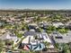 Expansive aerial view of a suburban neighborhood featuring lush landscaping and diverse architectural home styles at 2017 Slow Wind St, Las Vegas, NV 89134