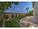 Beautiful backyard with mature landscaping, a concrete patio, lush grass, and a privacy wall with climbing vines at 4664 Stuttgart St, Las Vegas, NV 89147