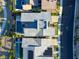 An overhead view showcases the backyard oasis with a pool and meticulously maintained roof at 6570 Aurora View St, Las Vegas, NV 89135