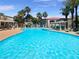 A sparkling outdoor swimming pool with lounge seating and mature palm trees at 950 Seven Hills Dr # 217, Henderson, NV 89052