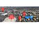 Real estate aerial view showcasing S. Decatur Blvd, Meadows Ln, and nearby community pool at 220 Mission Catalina Ln # 208, Las Vegas, NV 89107