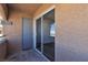 View of a balcony with sliding glass door and closet door at 220 Mission Catalina Ln # 208, Las Vegas, NV 89107